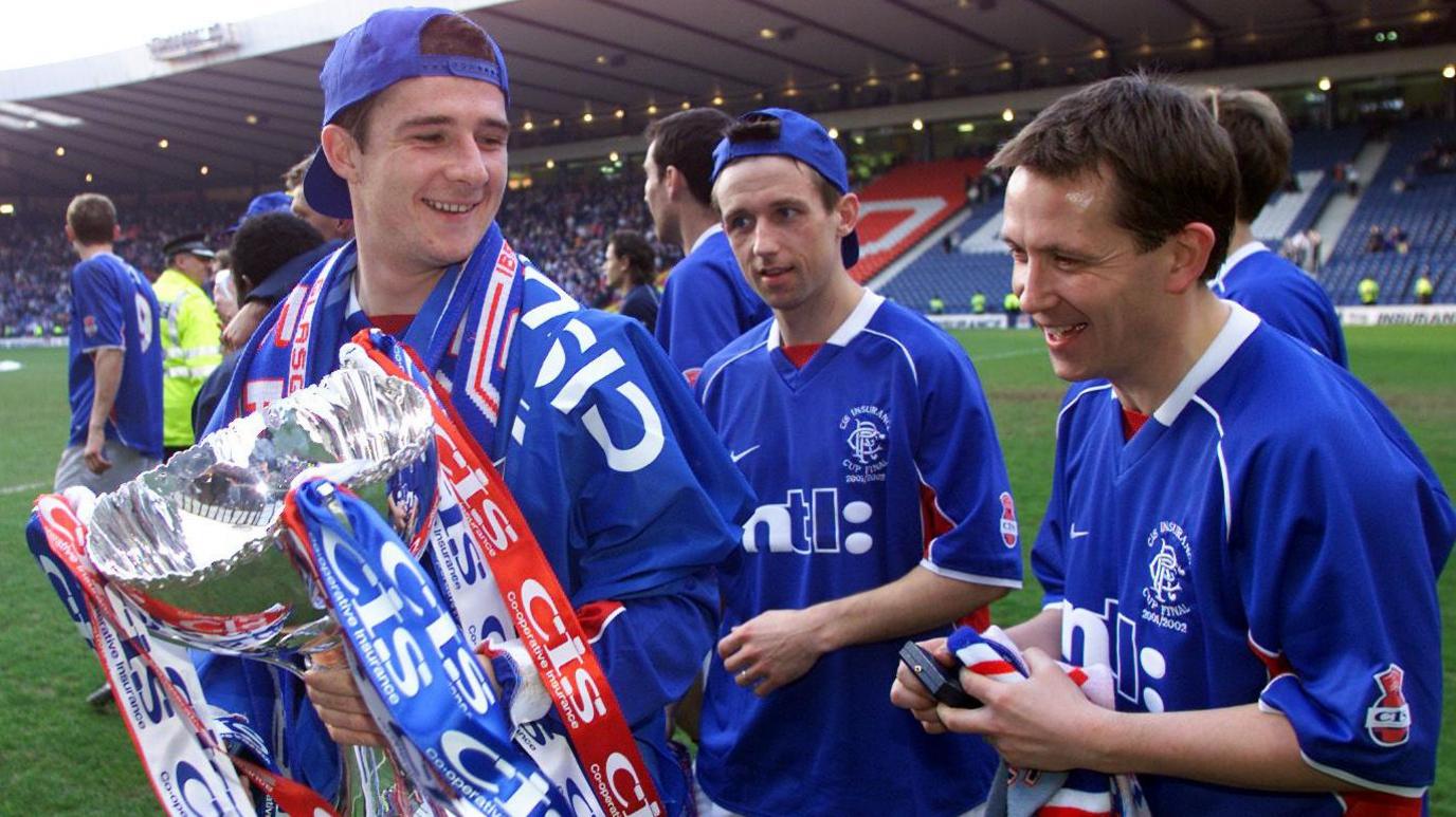 Barry Ferguson, Neil McCann and Billy Dodds at Rangers in 2002