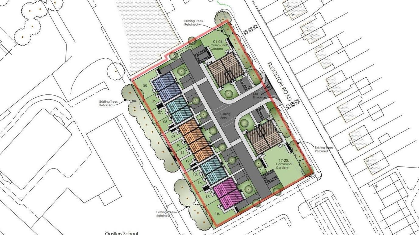 An architect's plan of where the new homes would be built if granted planning approval.