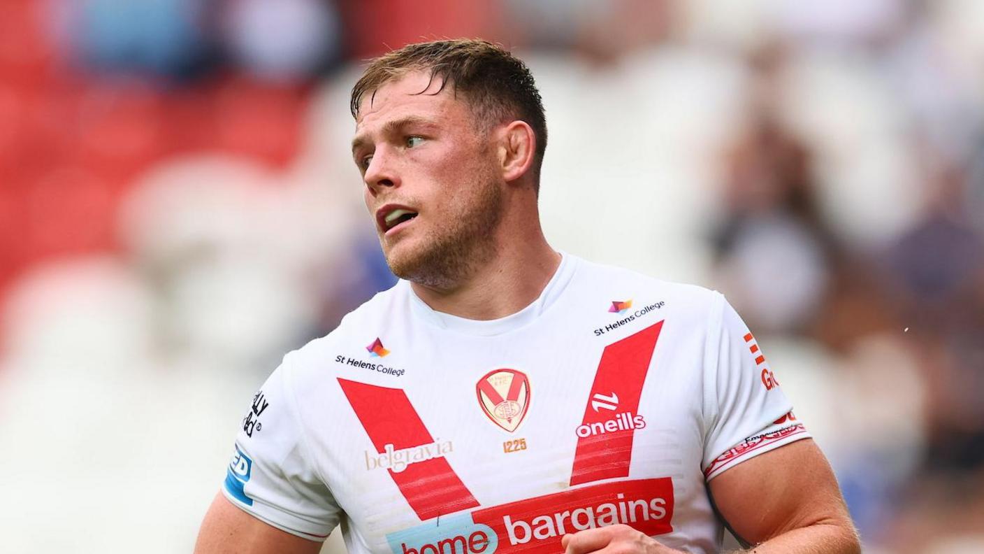 Morgan Knowles after scoring a try for St Helens