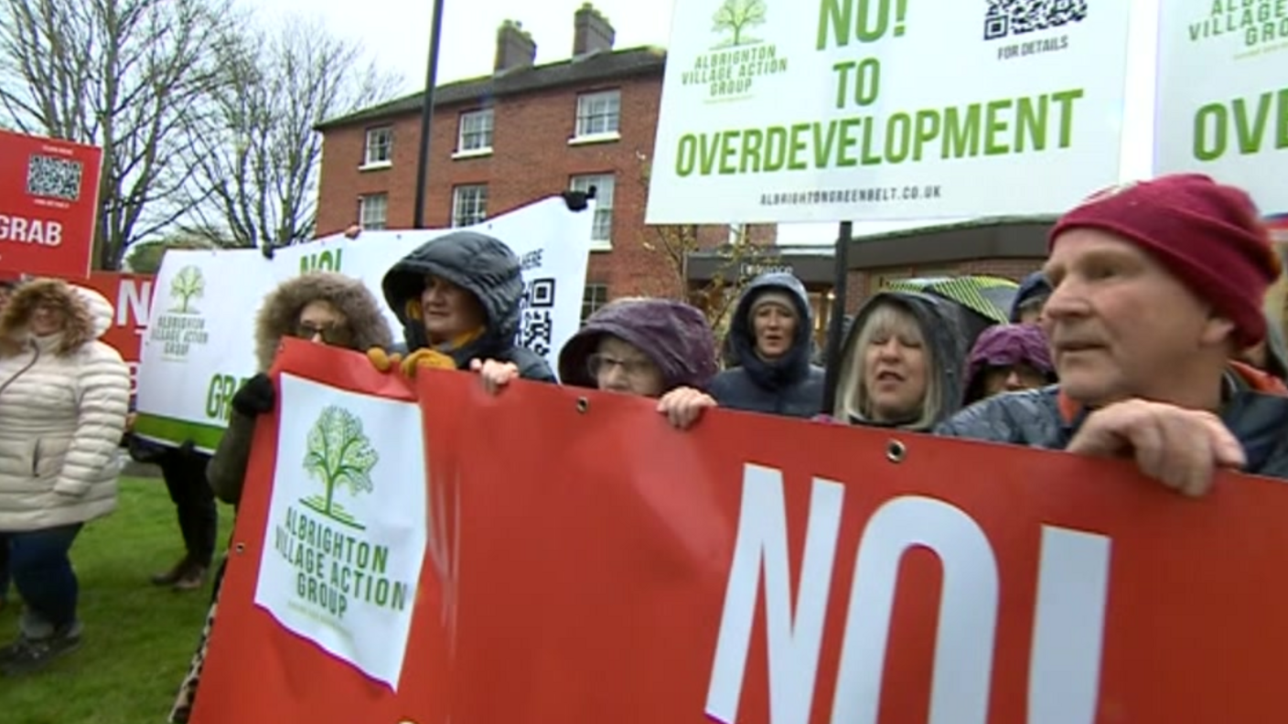 Protestors in Albrighton