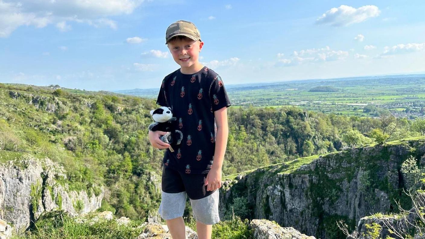 Charlie standing in the Mendip Hills