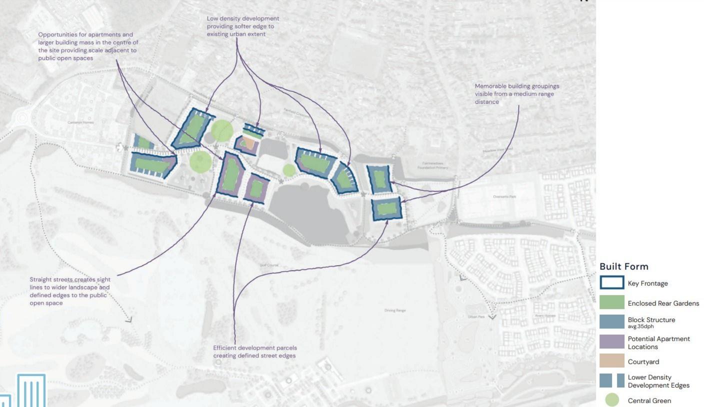 A proposed map from above showing of where homes will be built