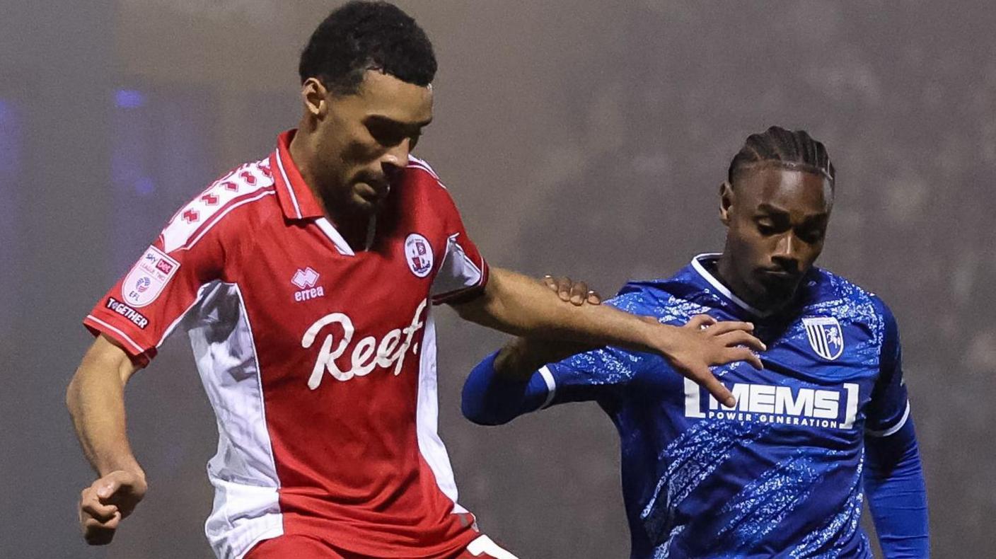 Crawley Town's Louis Flower playing against Gillingham