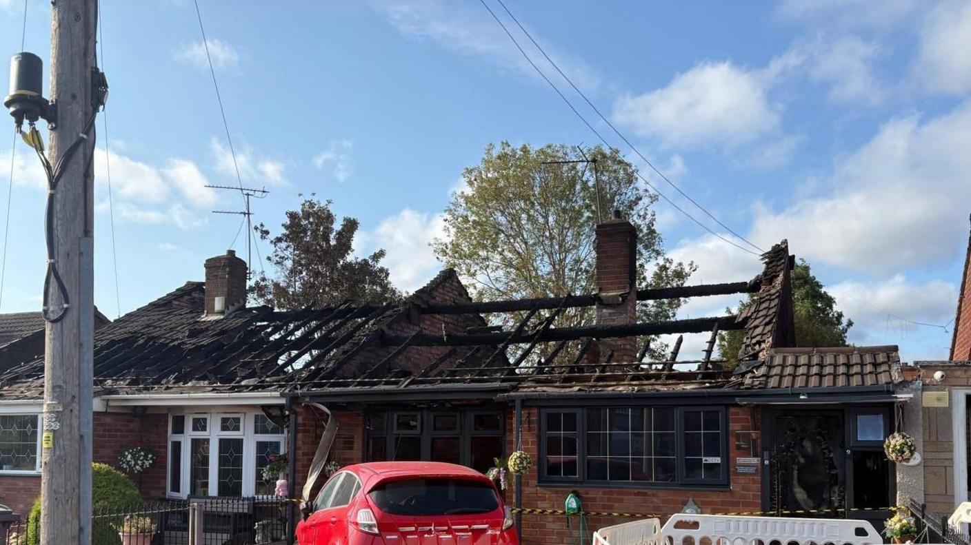 Damaged fires of bungalows in Willenhall.