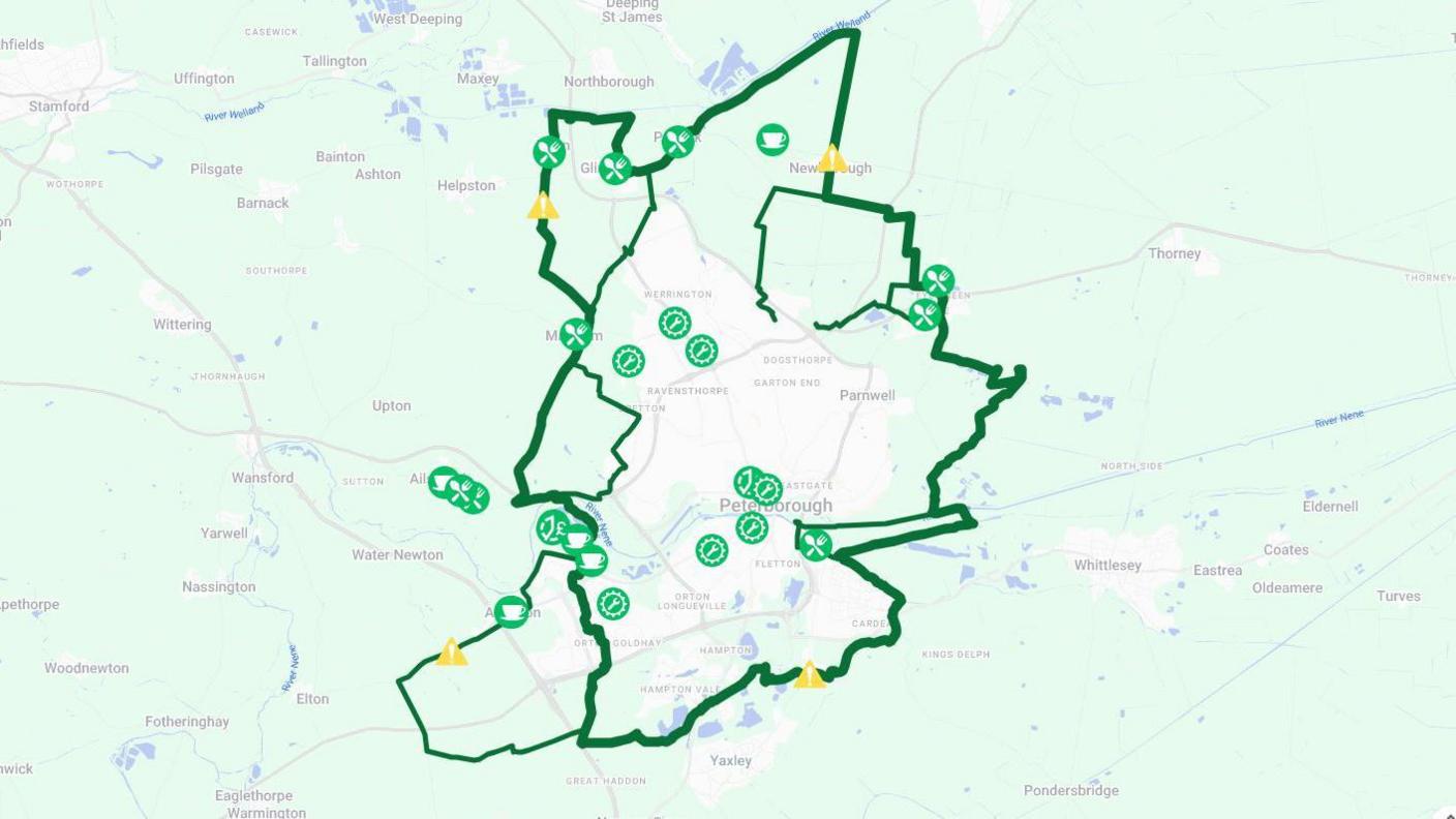 A screengrab of the Green Wheel map.