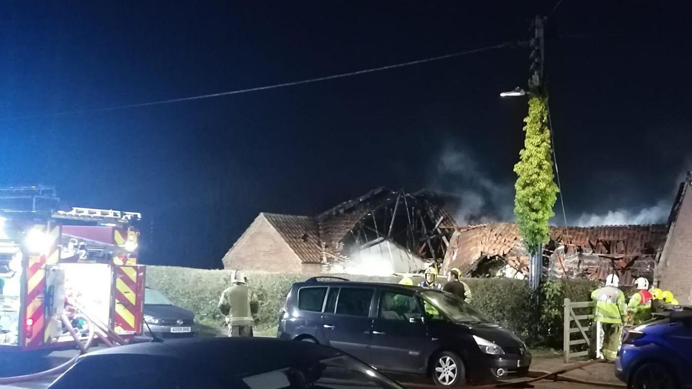 A fire at Walsingham village hall 