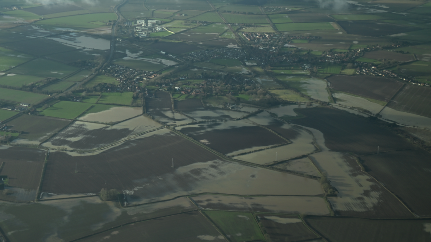 Extensive flooding scenes in the Vale of Belvoir on January 7th 2025