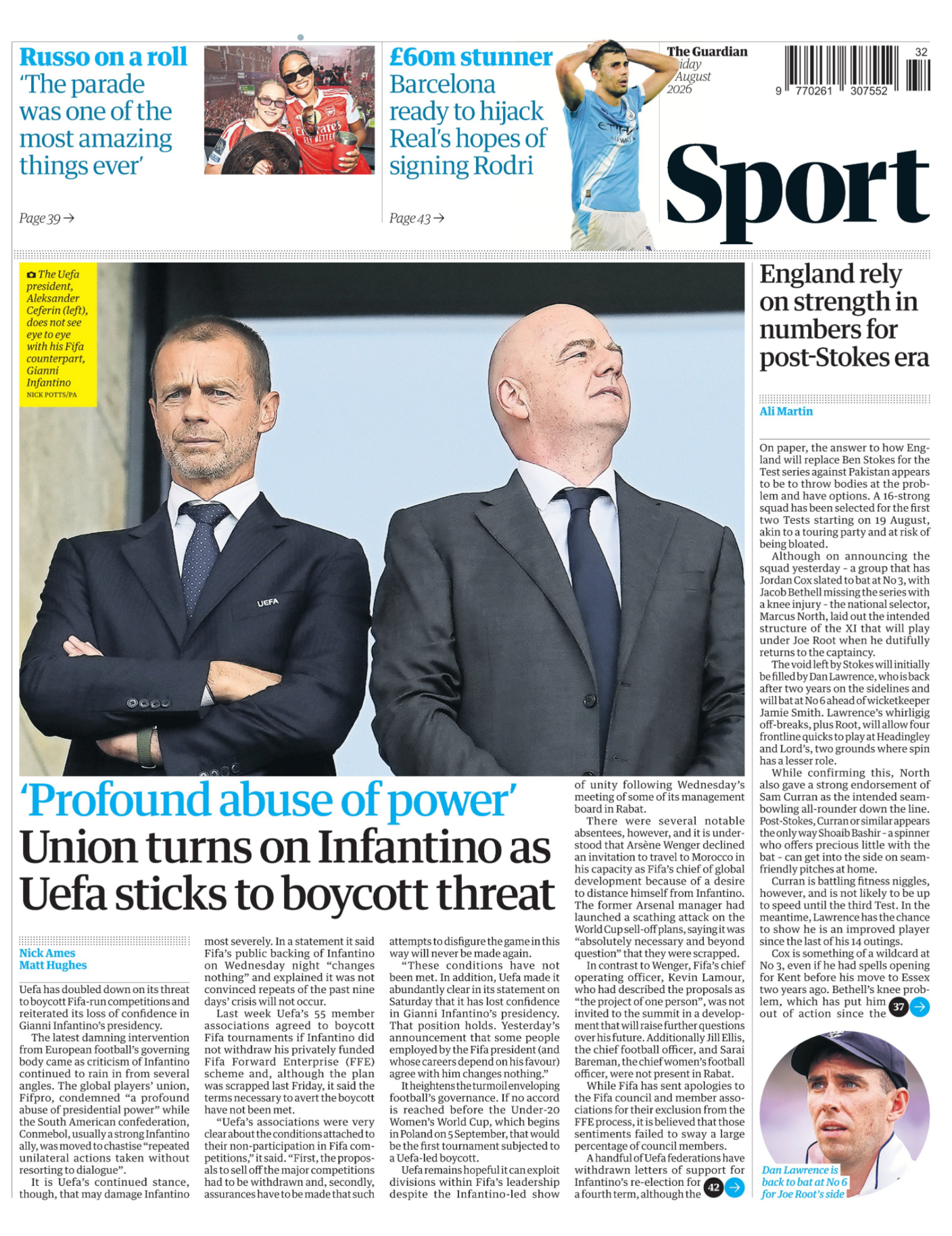 Guardian back page