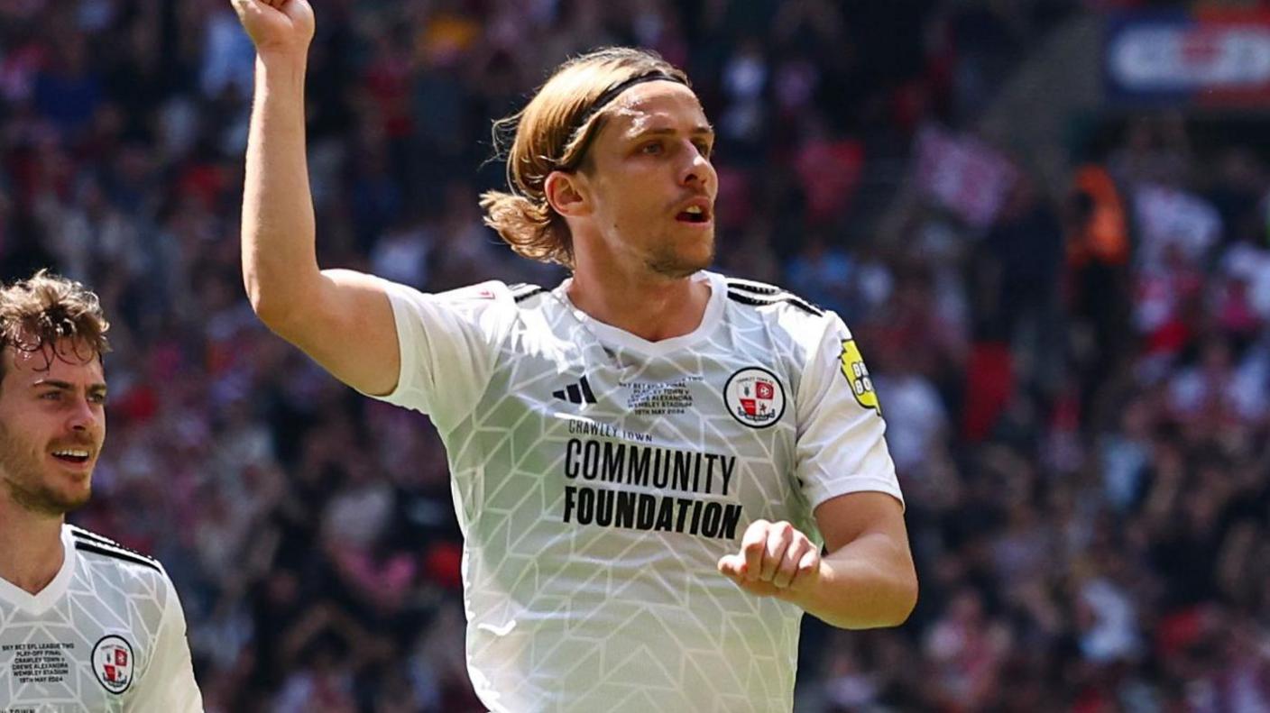 Danilo Orsi scores his final Crawley Town goal in his first spell at the club 