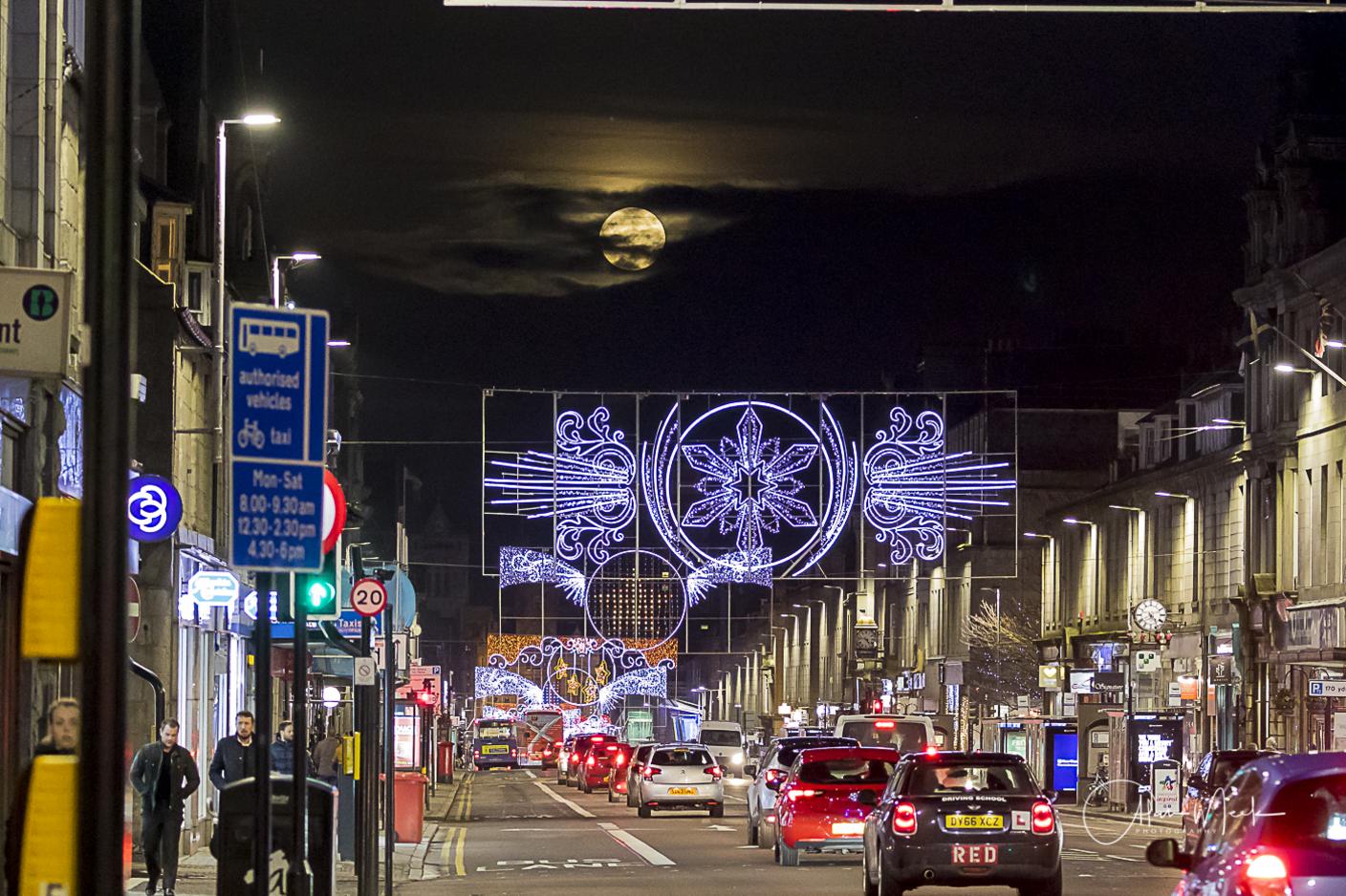 moon over street