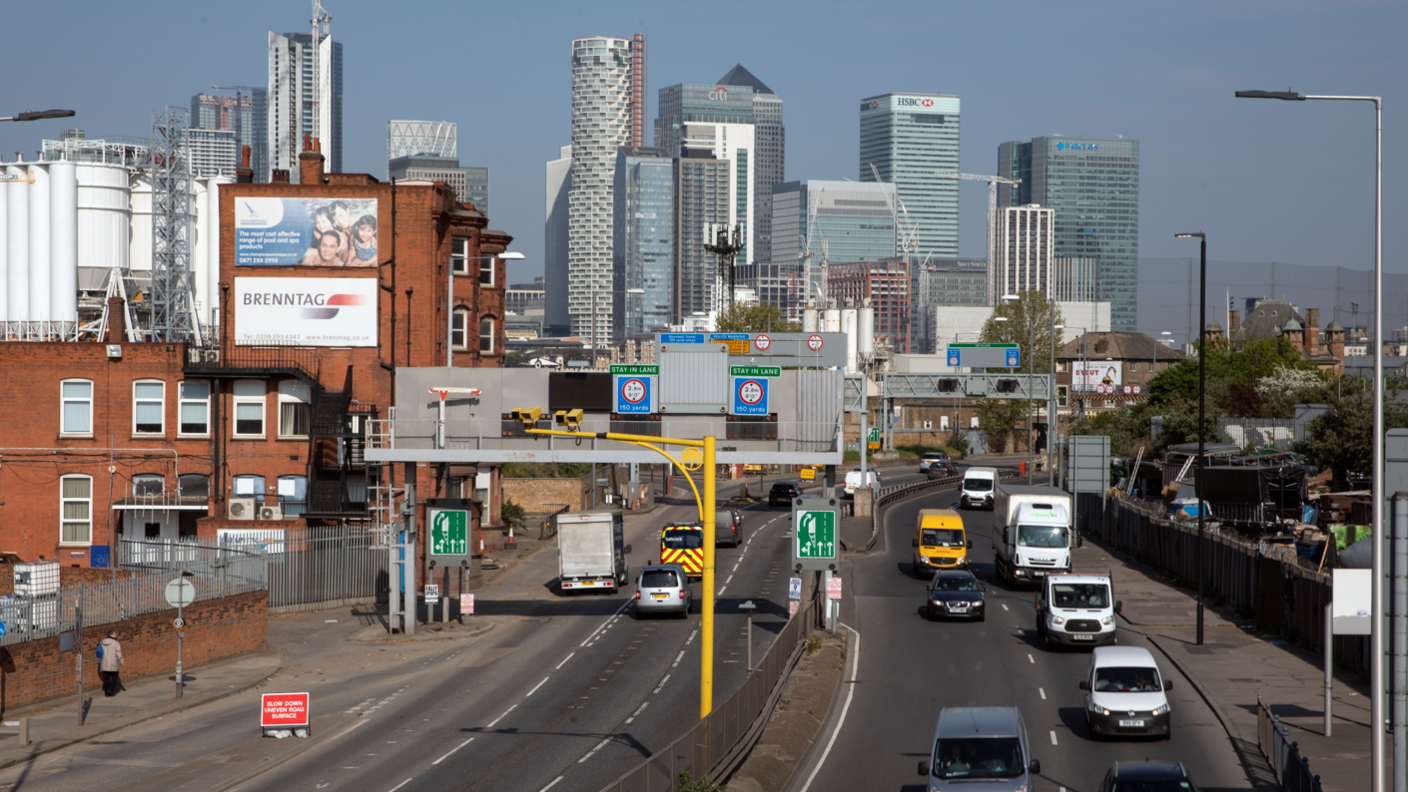 Southbound approach to Blackwall Tunnel