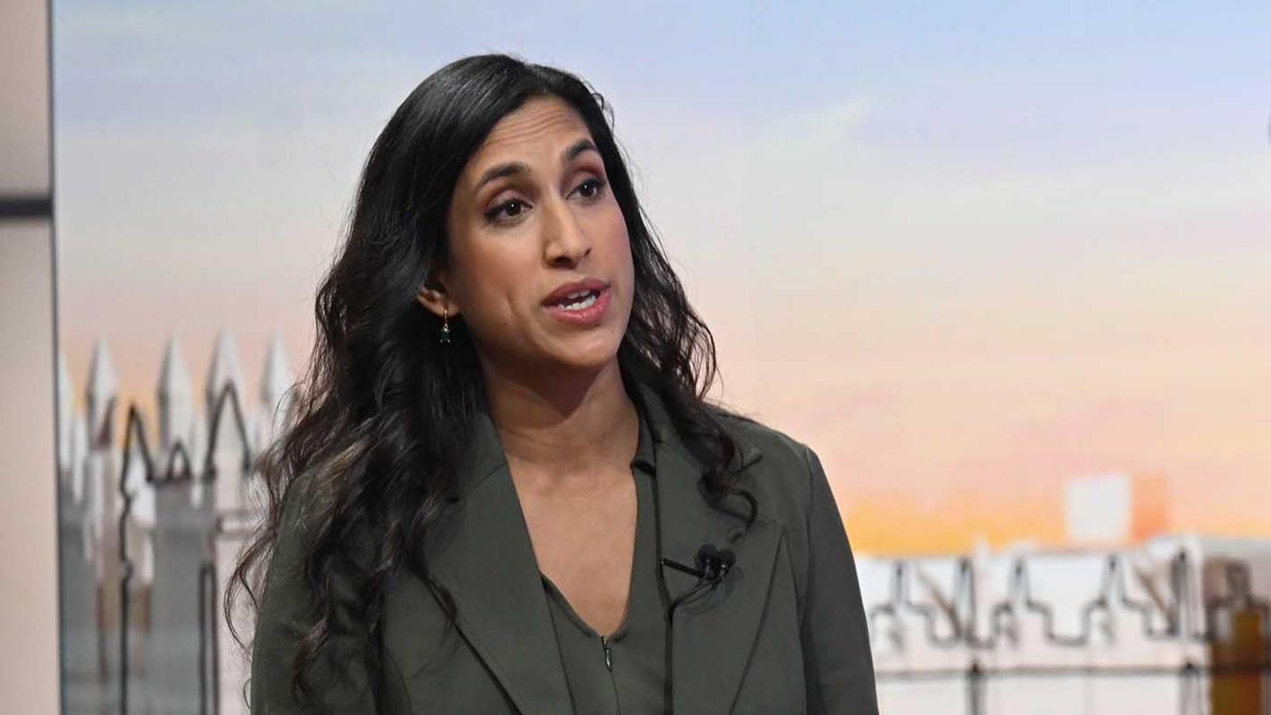 The politician Claire Coutinho is interviewed by Victoria Derbyshire on the 'Sunday with Laura Kuenssberg' programme on BBC1