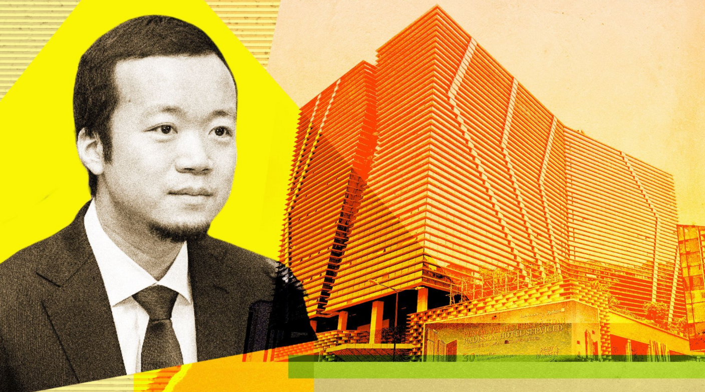 Chen Zhi alongside a company building