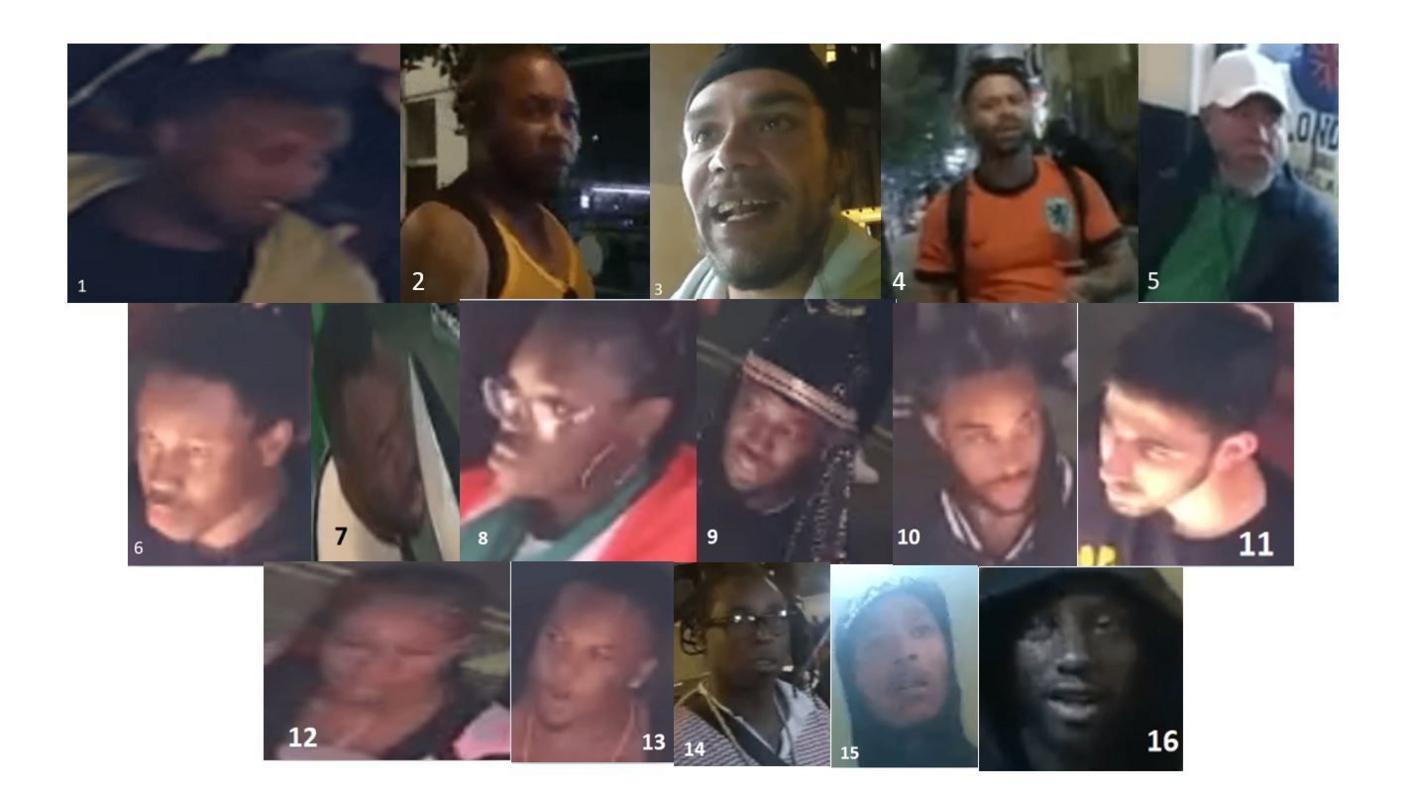 A montage of images has been released by the Met Police showing people officers want to speak with in connection with the death of Mussie Imnetu