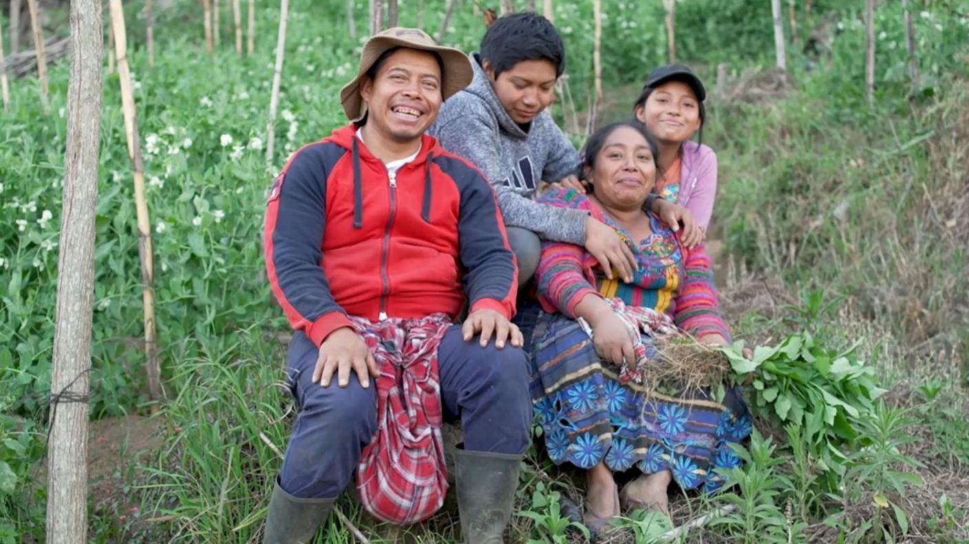 Héctor Benjamín Xoc Xar pictured with his wife and children when they were younger