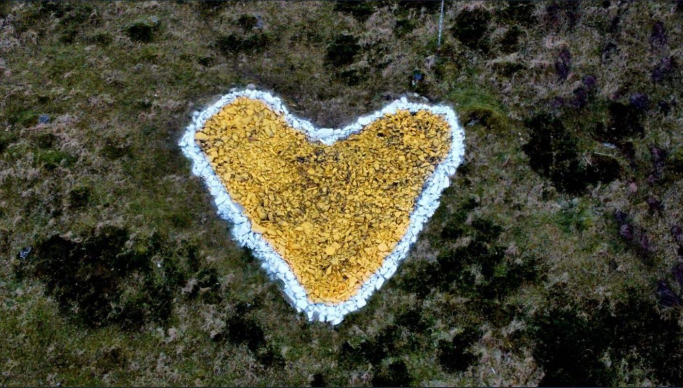 Heart-shaped Covid memorial in the Rhondda valley 