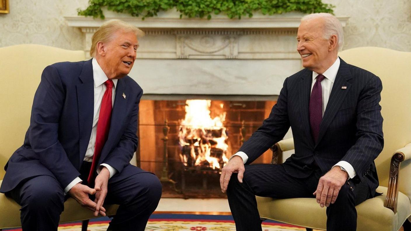 Donald Trump and Joe Biden smiling