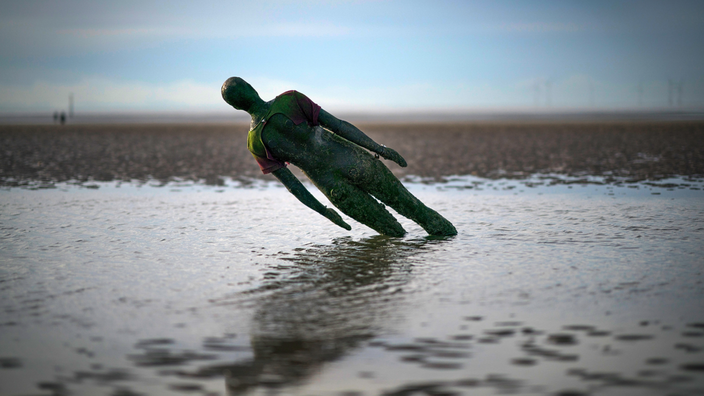 One of the statues pictured leaning at an angle after years surviving against the elements