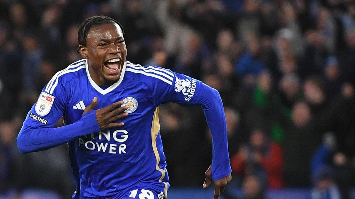 Leicester's Abdul Fatawi celebrates his goal against Southampton