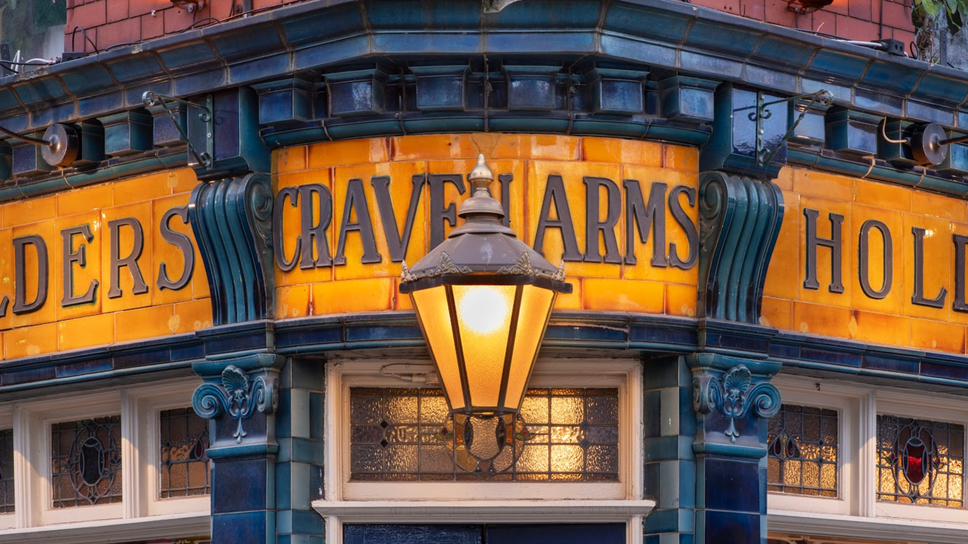 Close up of the tiles on the pub