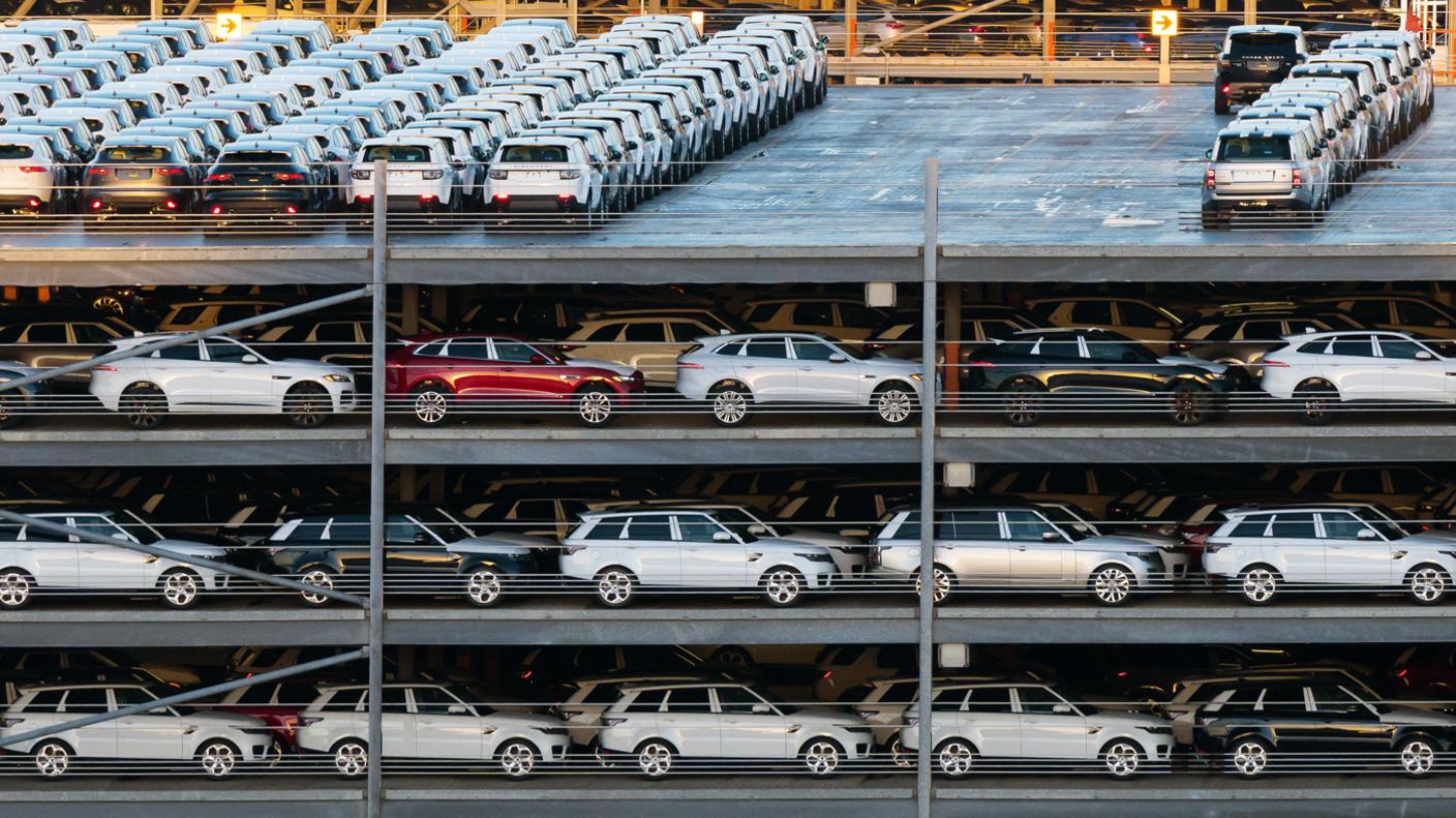 New cars in Southampton waiting to be exported