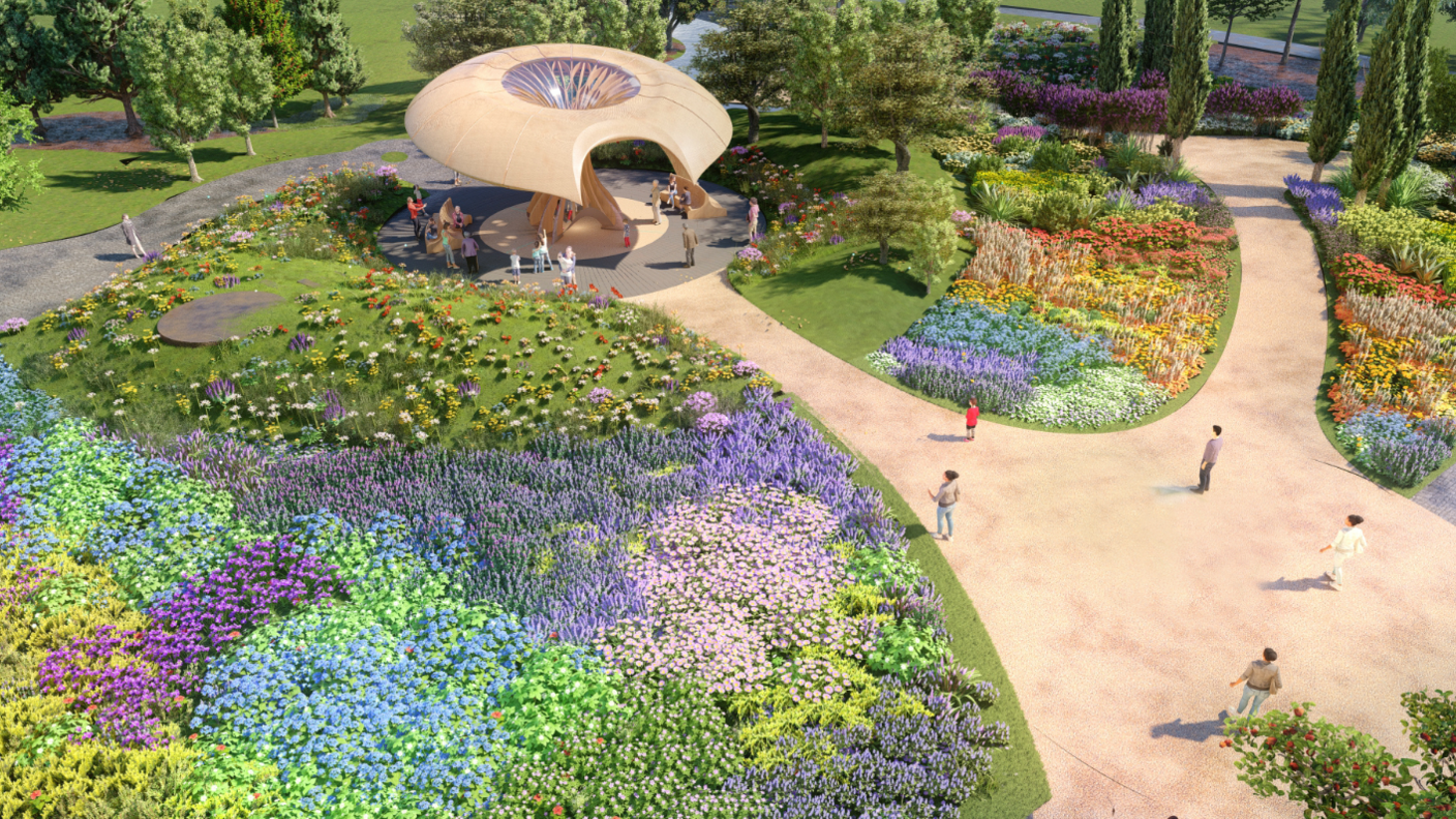 CGI image of Kew Gardens carbon garden