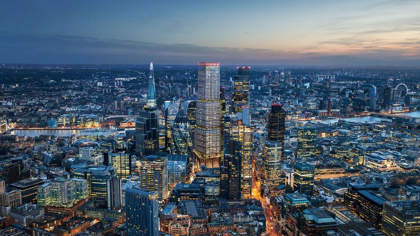 An artist's impression of the new skyscraper set within the City of London.