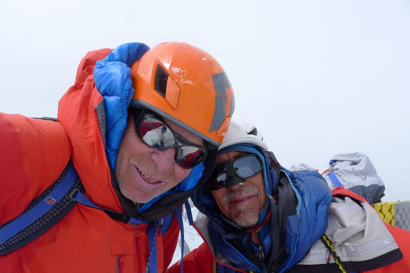 Mick Fowler and Victor Saunders on the summit of Yawash Sar