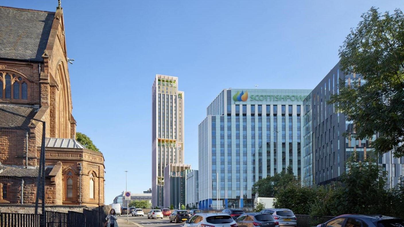 Artist's impression of a tower in Glasgow