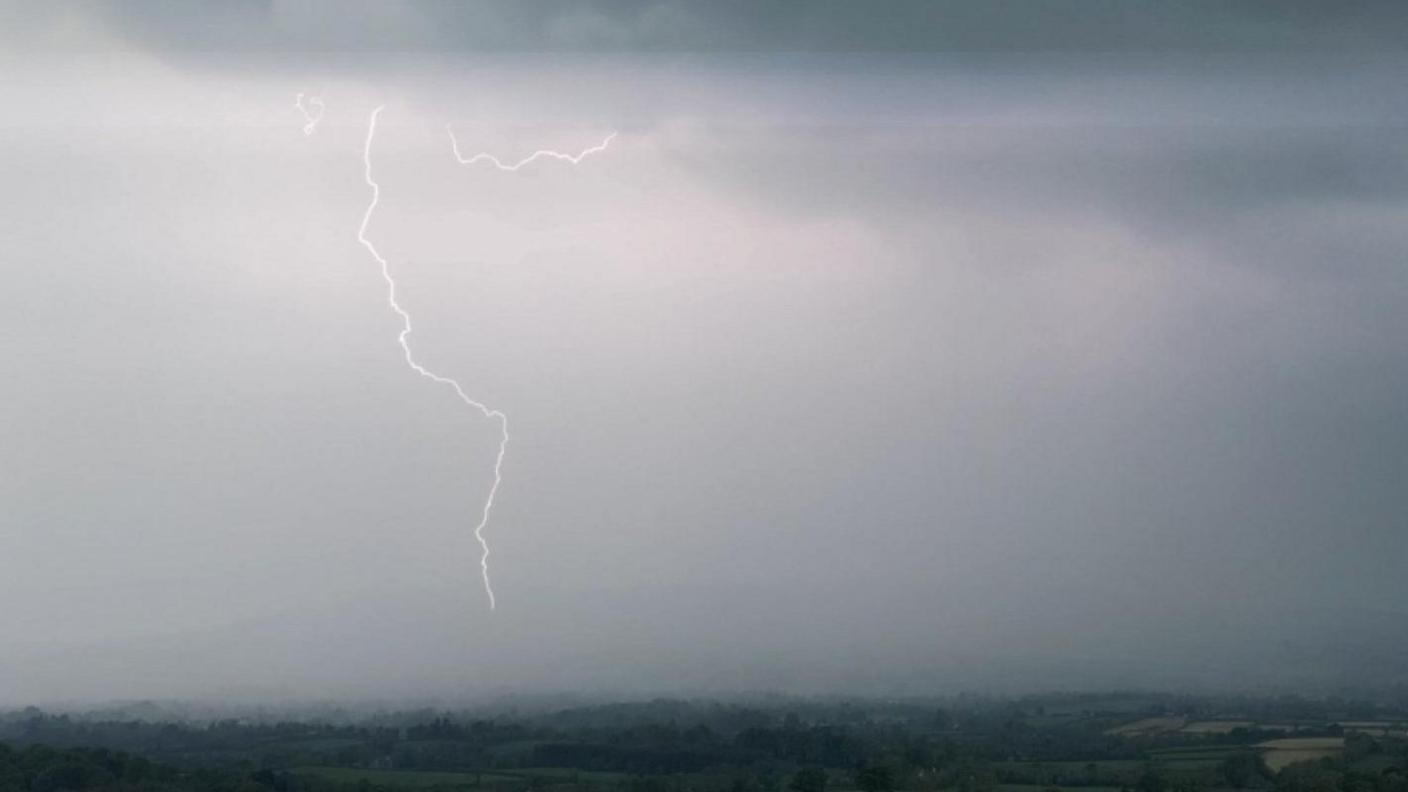 Lightning over Sperrin mountains