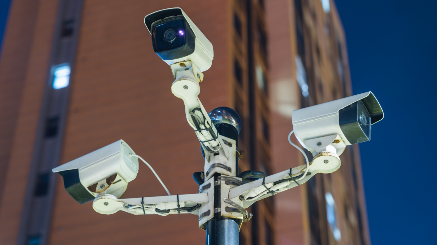 Lamp post with CCTV cameras