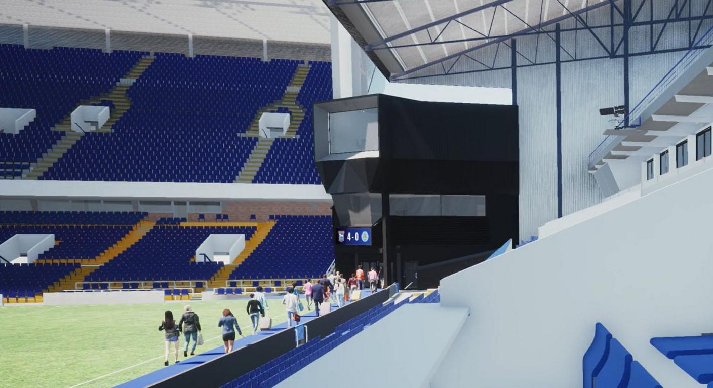 An artist's impression of work on the control room at Portman Road