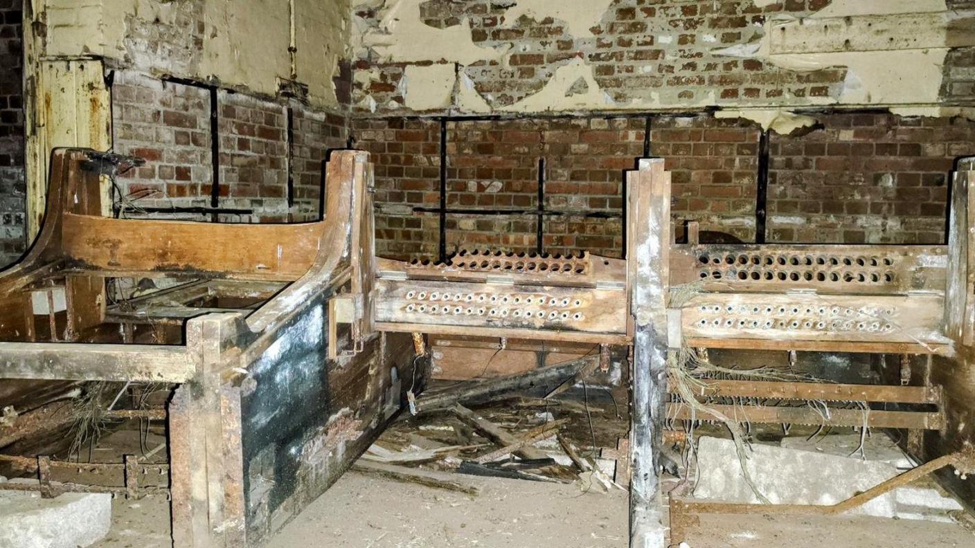 The decaying remains of a wartime switchboard in the Deepdene Hotel.