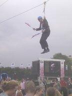 Boris Johnson stuck on zip wire