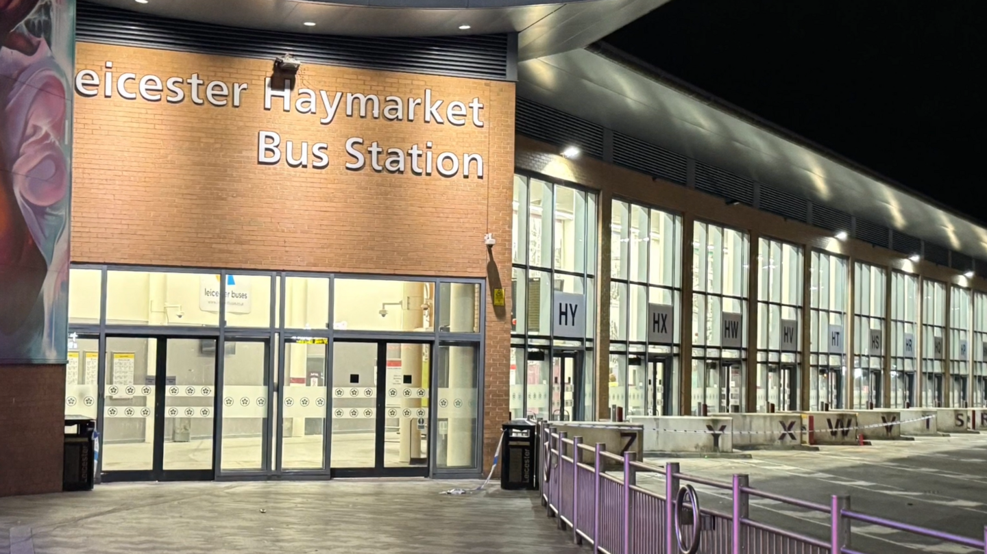 Police cordon around Haymarket Bus Station in Leicester 