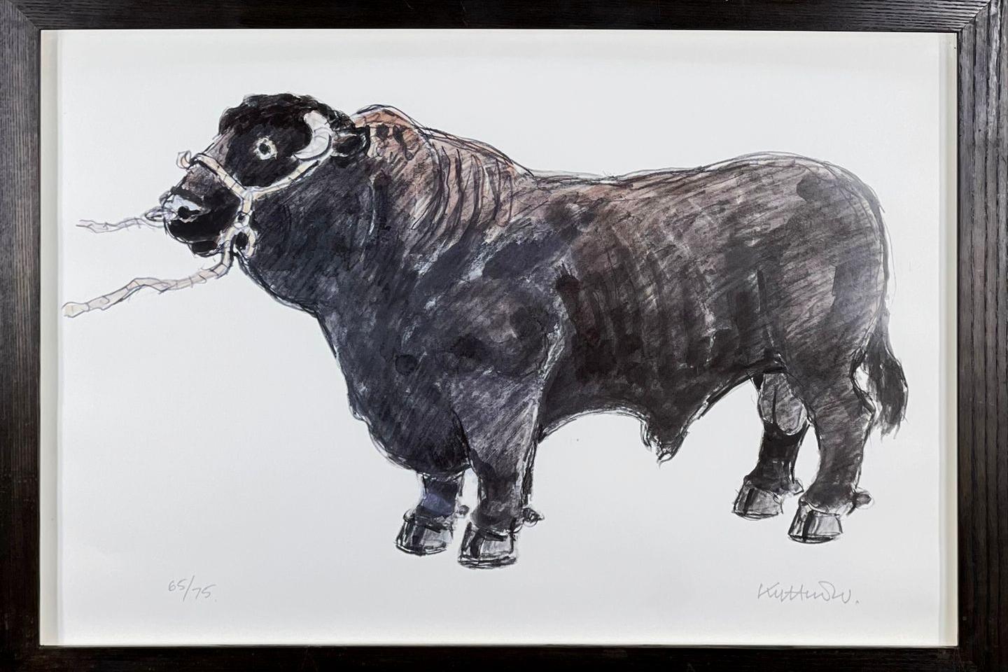 Tarw du cymreig gan Kyffin Williams