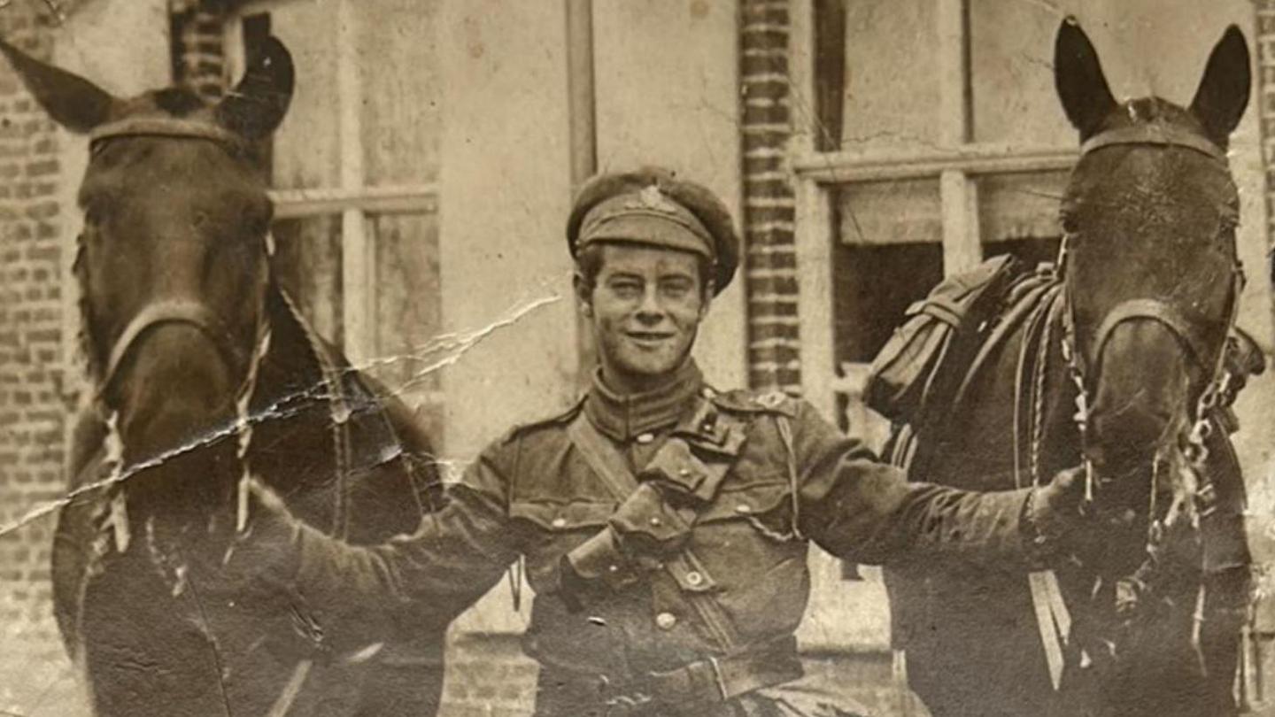 Driver Francis Wilkinson with his charges, ‘Kitty’ and ‘Blackie’