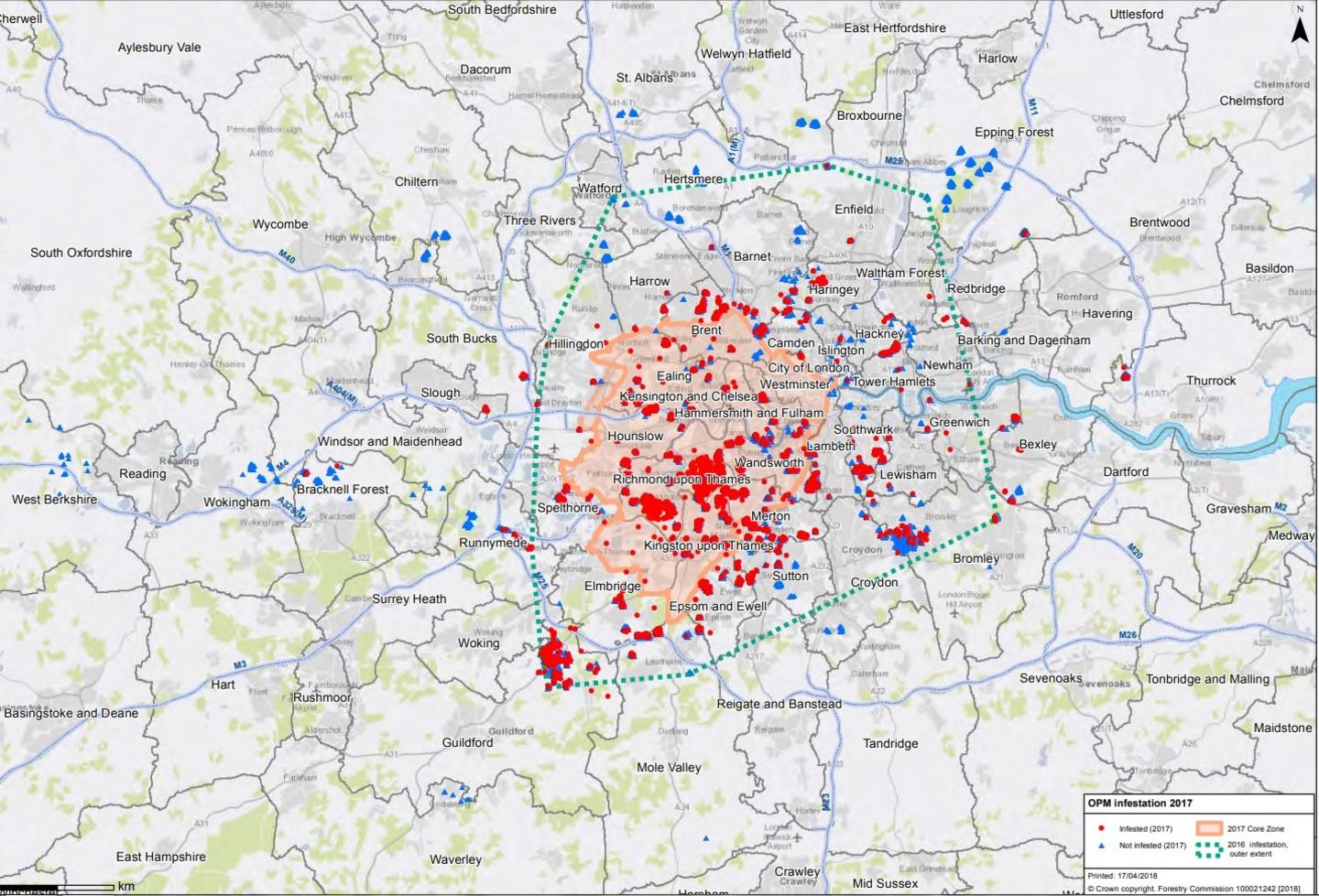 Map showing infestation