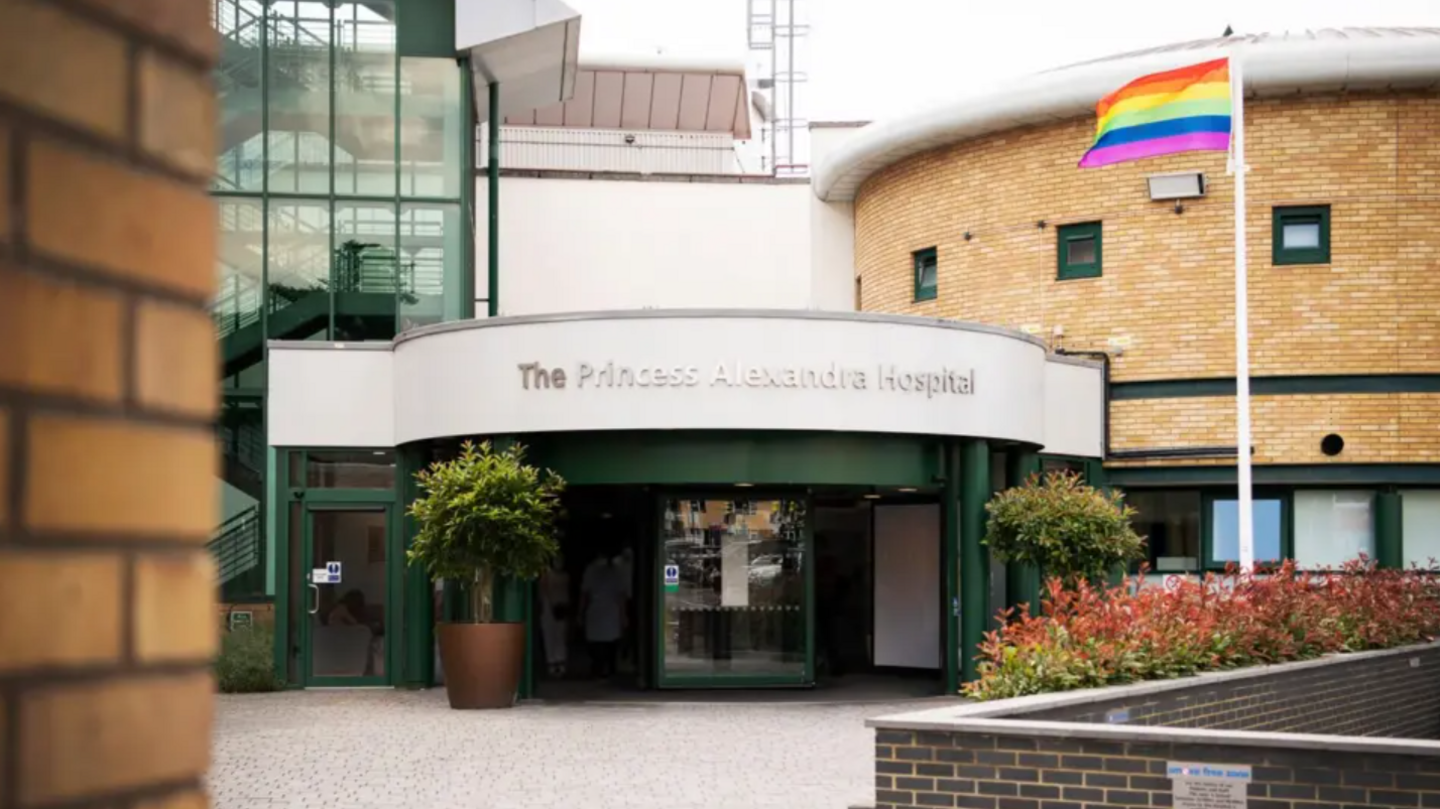 The entrance to the Princess Alexandra Hospital in Harlow