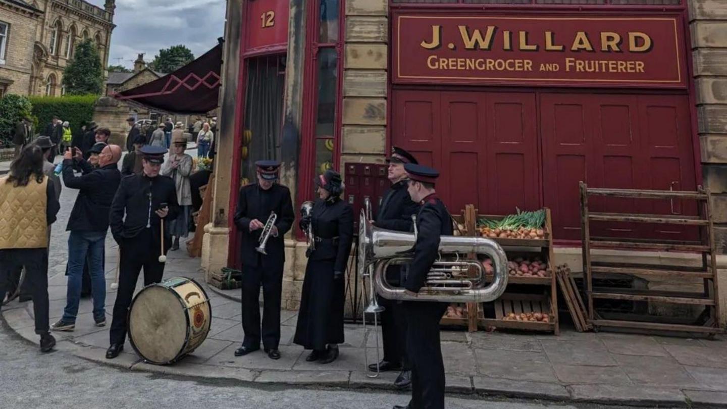 A shopfront being used for filming