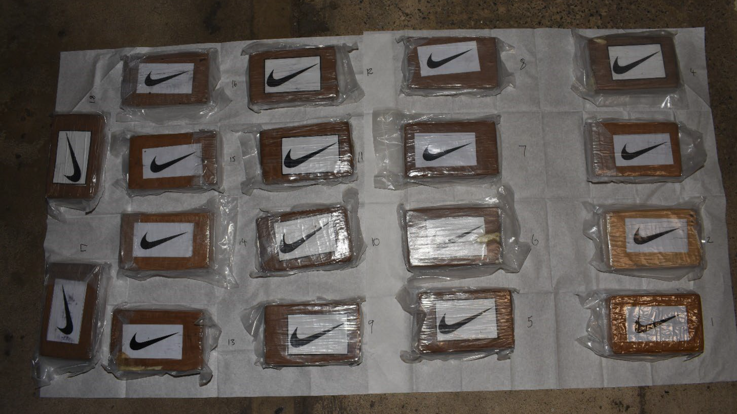 The seized drugs concealed in Nike branded boxes