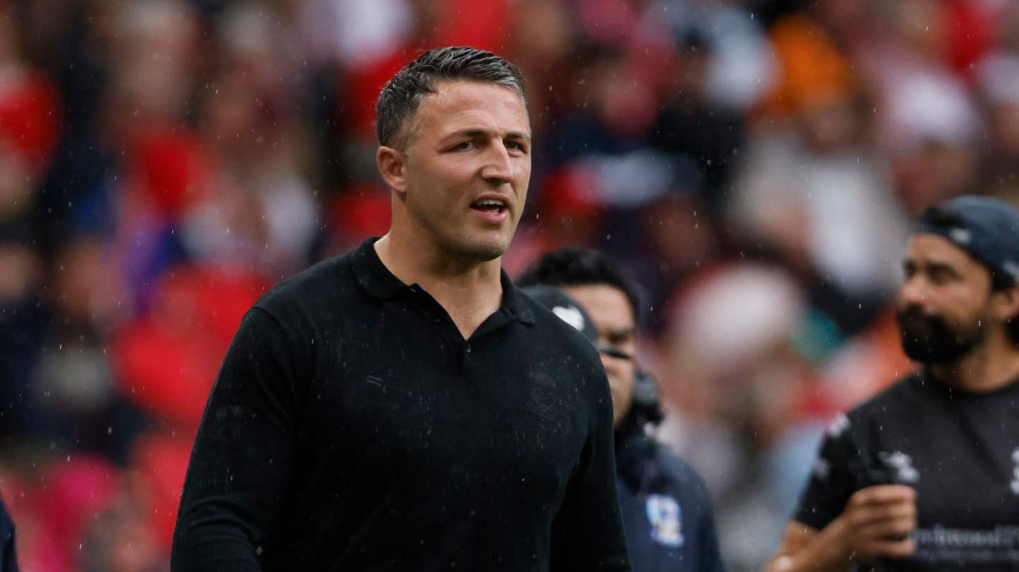 Warrington head coach Sam Burgess on the touchline at Wembley