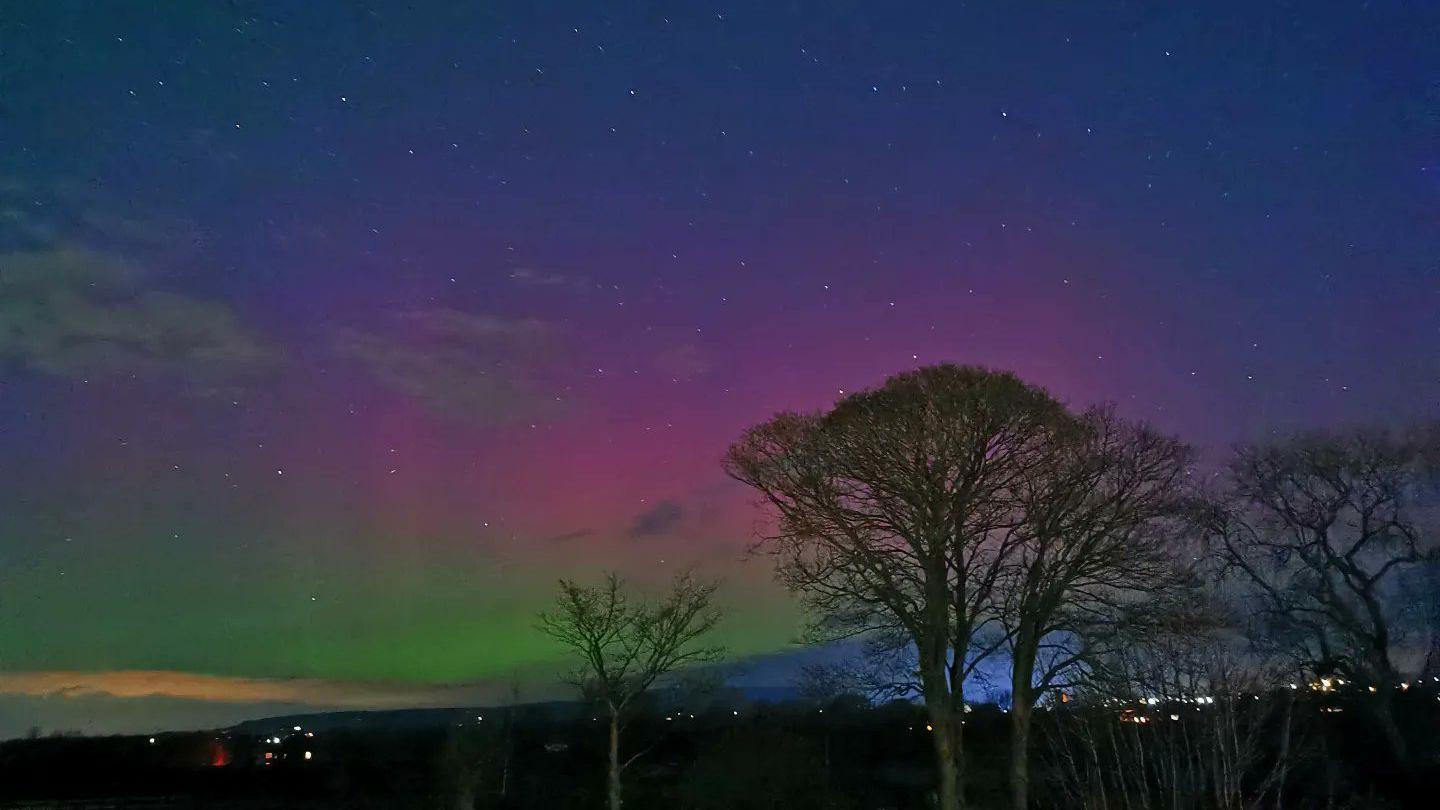 Northern Lights over Grimsargh Wetlands in Lancashire