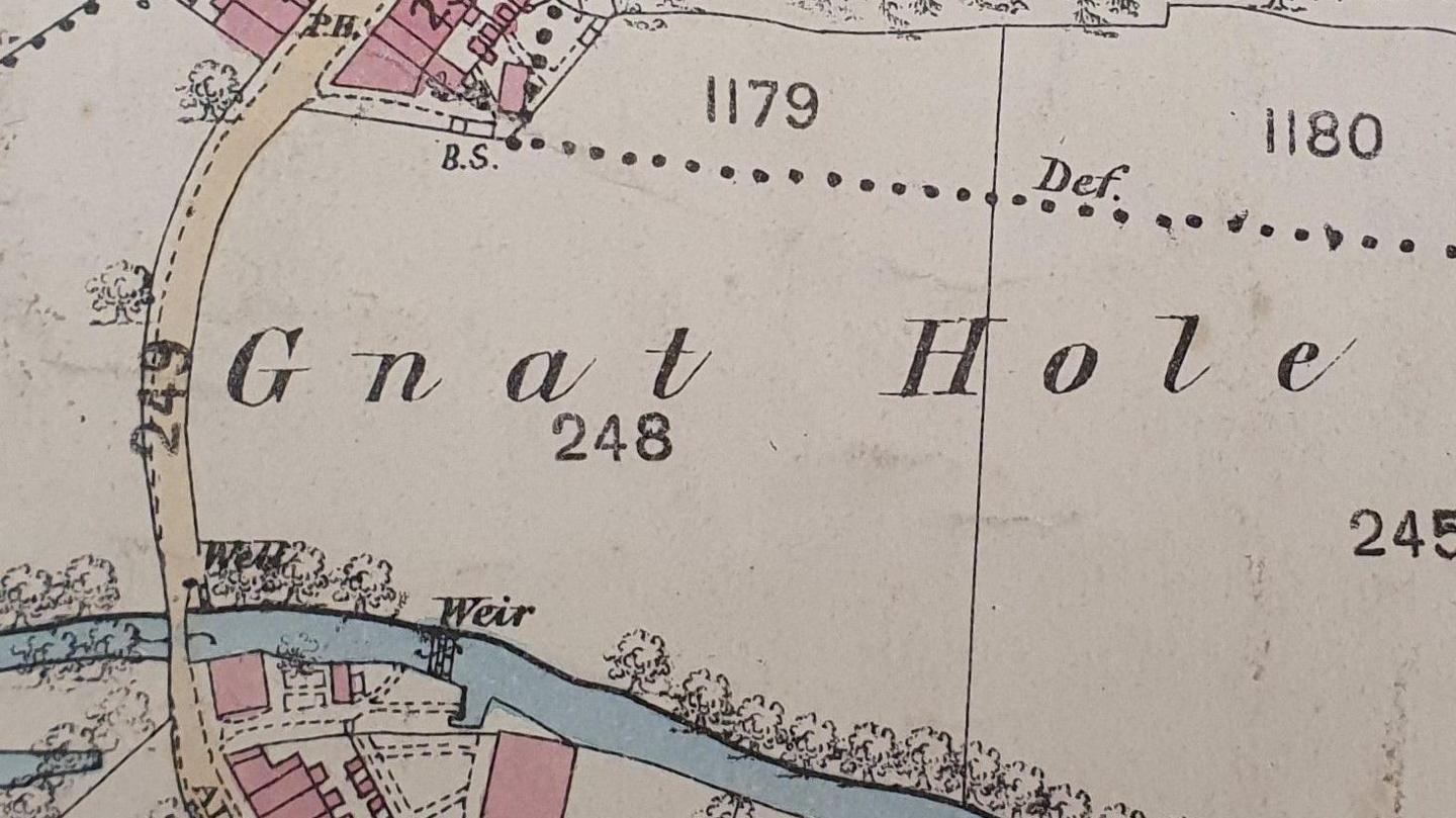 An excerpt from an old Ordnance Survey map showing the area of 'Gnat Hole' in Cheshire.