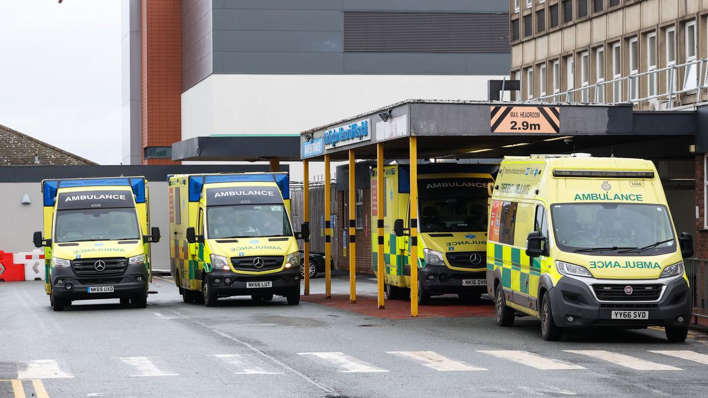 Ambulances outside Darlington Memorial Hospital