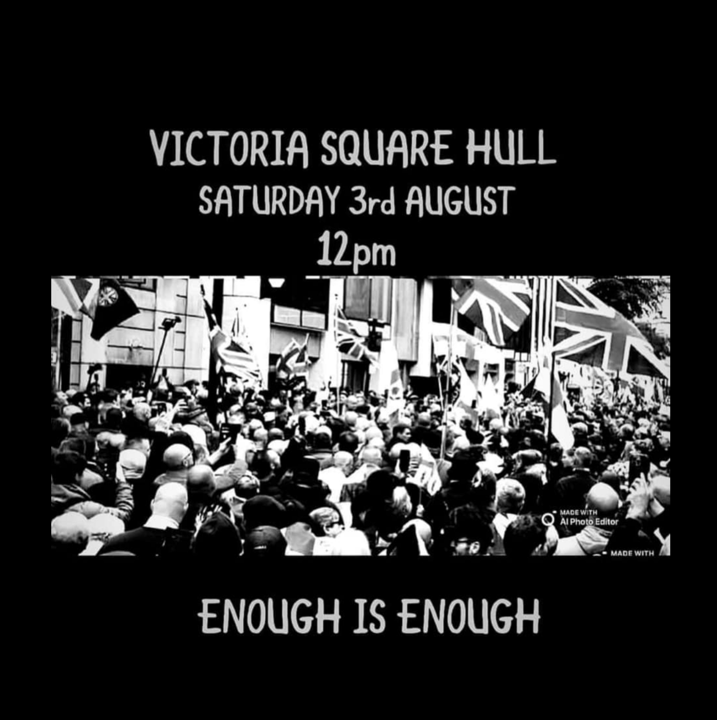 Poster advertising the protest in Hull