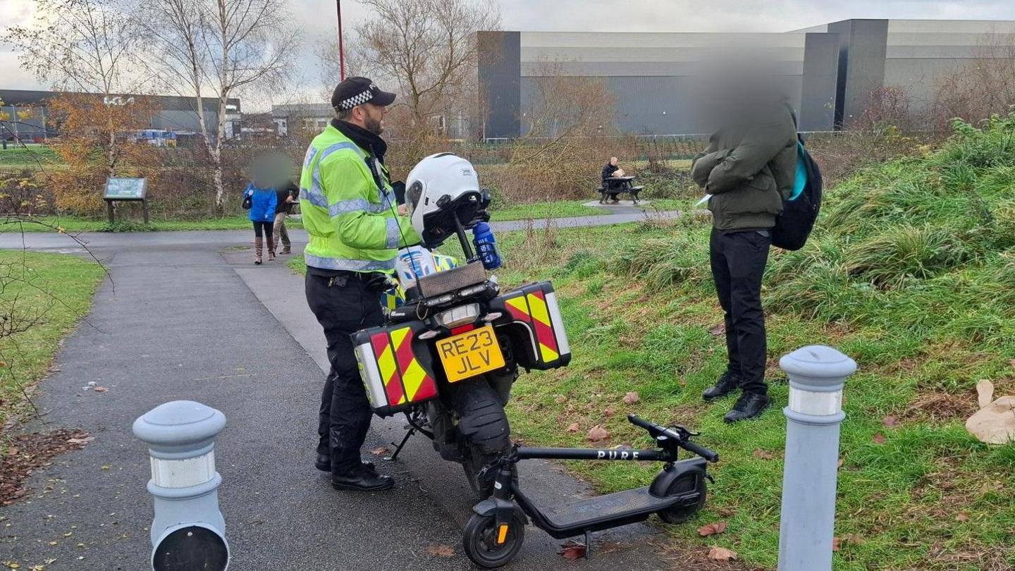 E-scooter being seized by police in Derbyshire