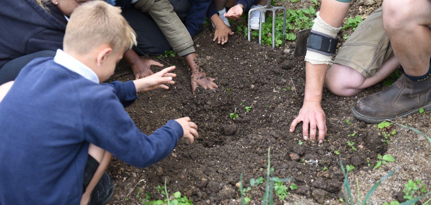 kids digging in soil