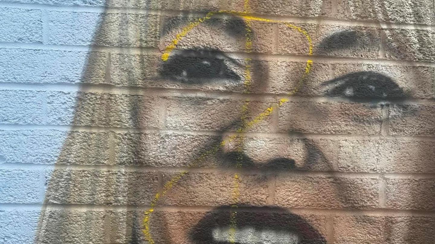 Painted mural of Pam from Gavin and Stacey defaced