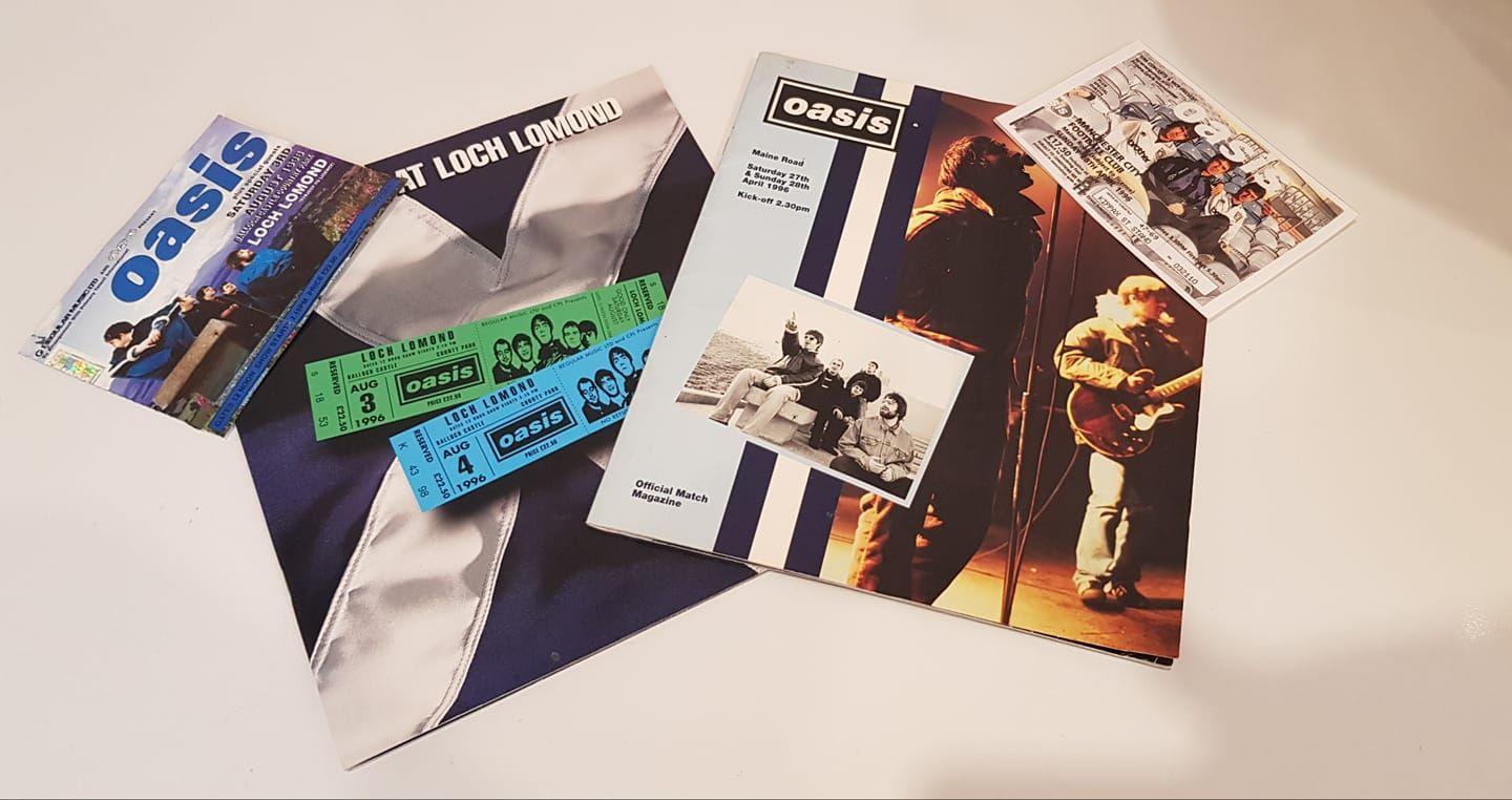 Tickets and promotional materials for Oasis concert in Loch Lomond